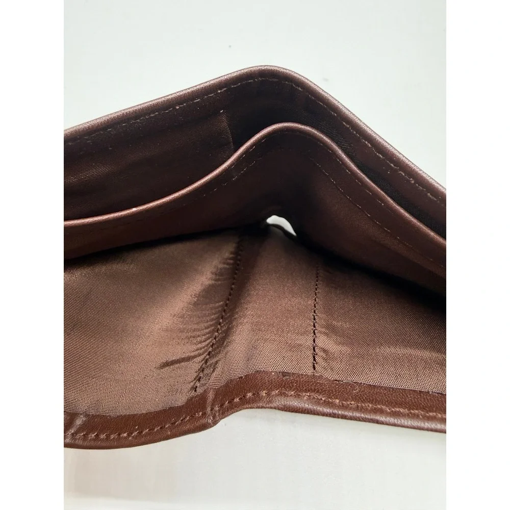 Polo Ralph Lauren Men's Wallet Brown Leather Big Pony Embossed Bifold